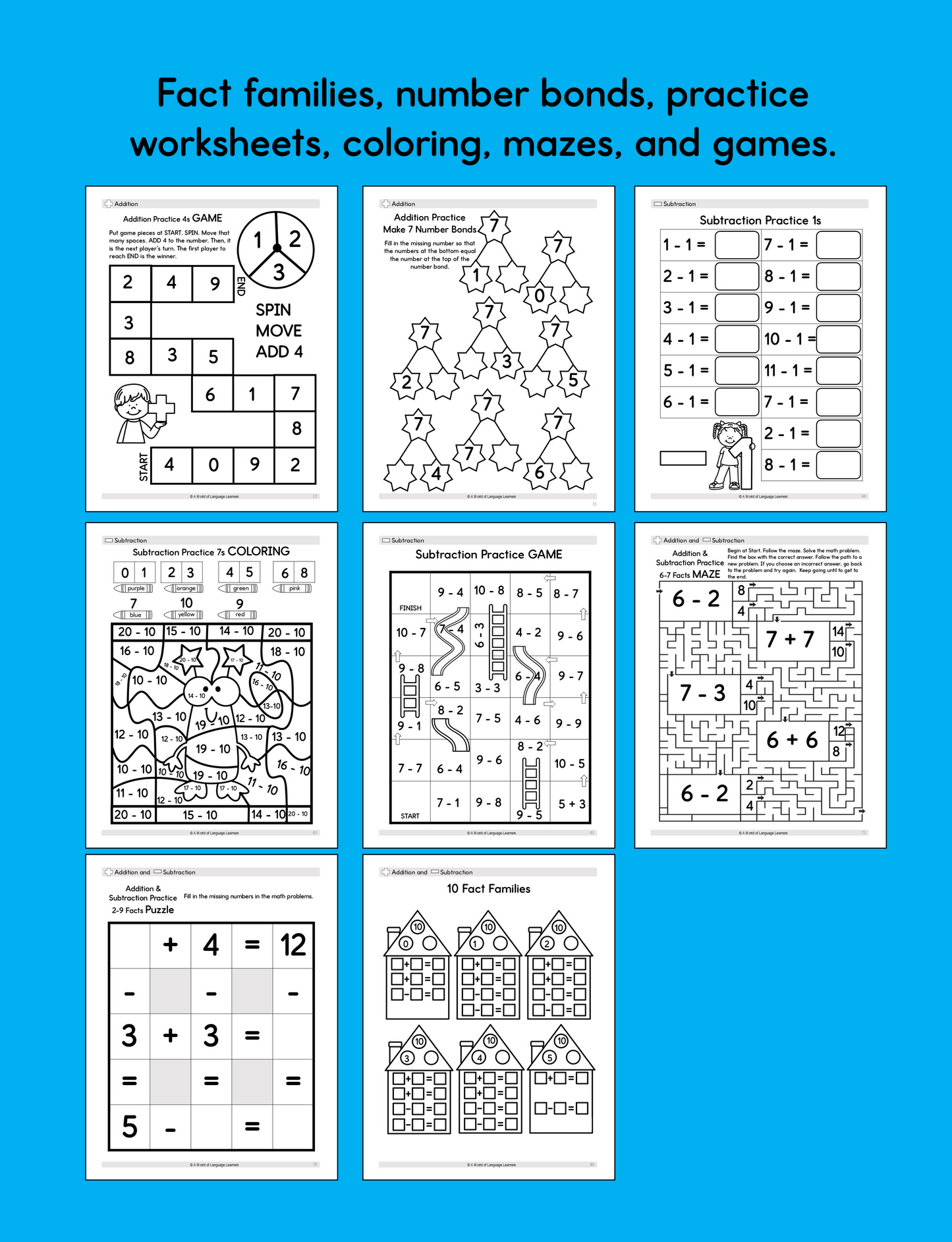Kids Math Workbook: Addition and Subtraction - Instant Download