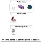 Winter Vocabulary Parts of Speech Pictures Grammar Posters and Matching Cards