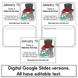 January National Days Writing Prompts - Write Each Day About Fun Holidays