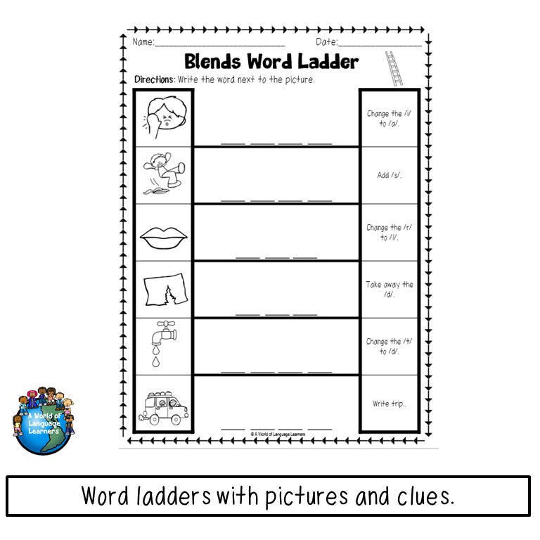Phonics Word Ladders & Phonemic Awareness Word Chains Print and Digital Bundle