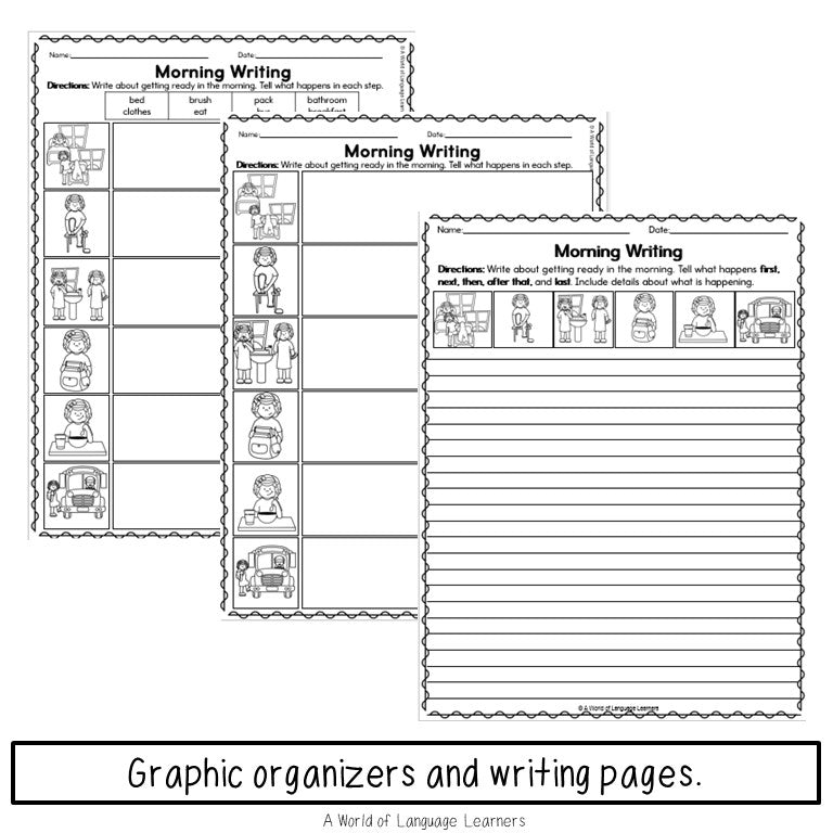 Daily Routine Reading, Speaking, Writing Bundle