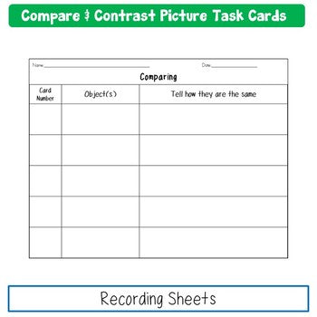 Compare and contrast recording sheet preview
