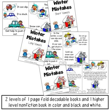 Winter Decodable Books or Passages with Writing Pages