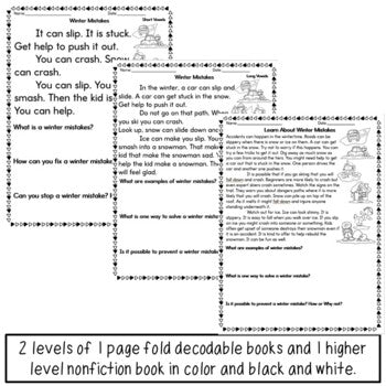Winter Decodable Books or Passages with Writing Pages