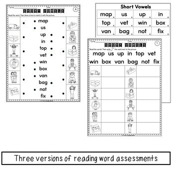 Short vowel picture and word cards preview