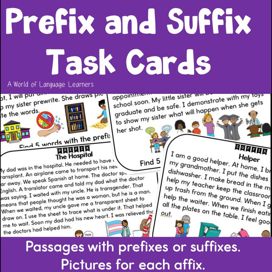 Prefix and Suffix Task Cards