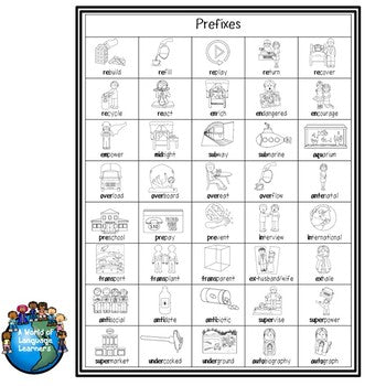 Prefix Illustrated Vocabulary Sheets