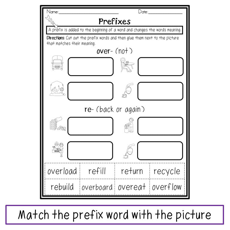 Prefix Matching No-Prep Printables