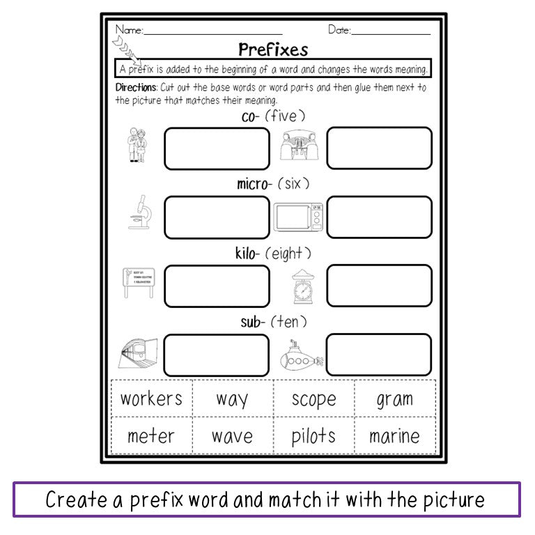 Prefix Matching No-Prep Printables