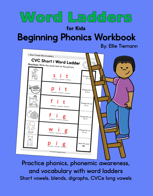 Word Ladders for Kids: Beginning Phonics Workbook - Instand Download