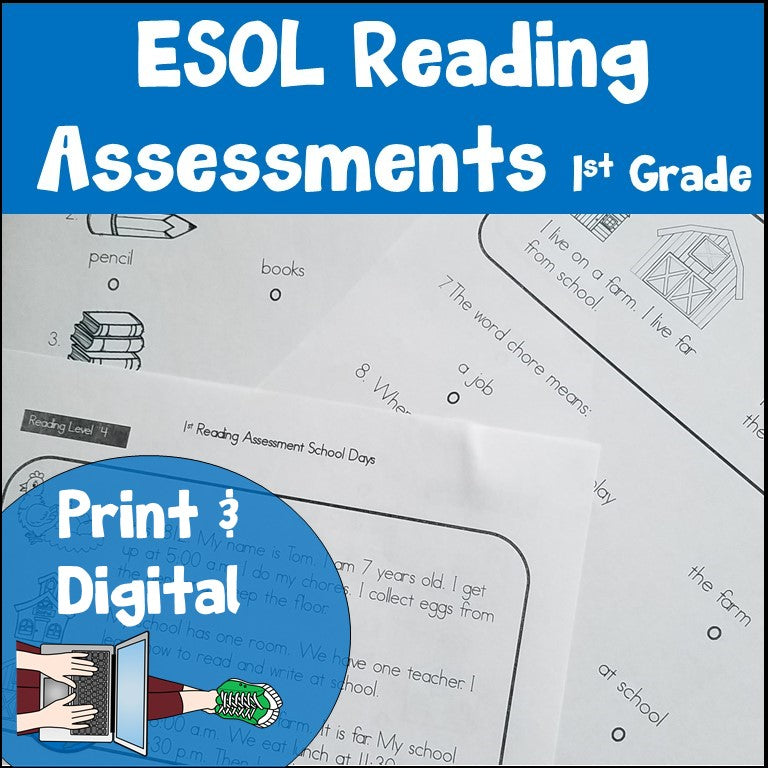 ESL Reading Assessments First Grade Print and Digital