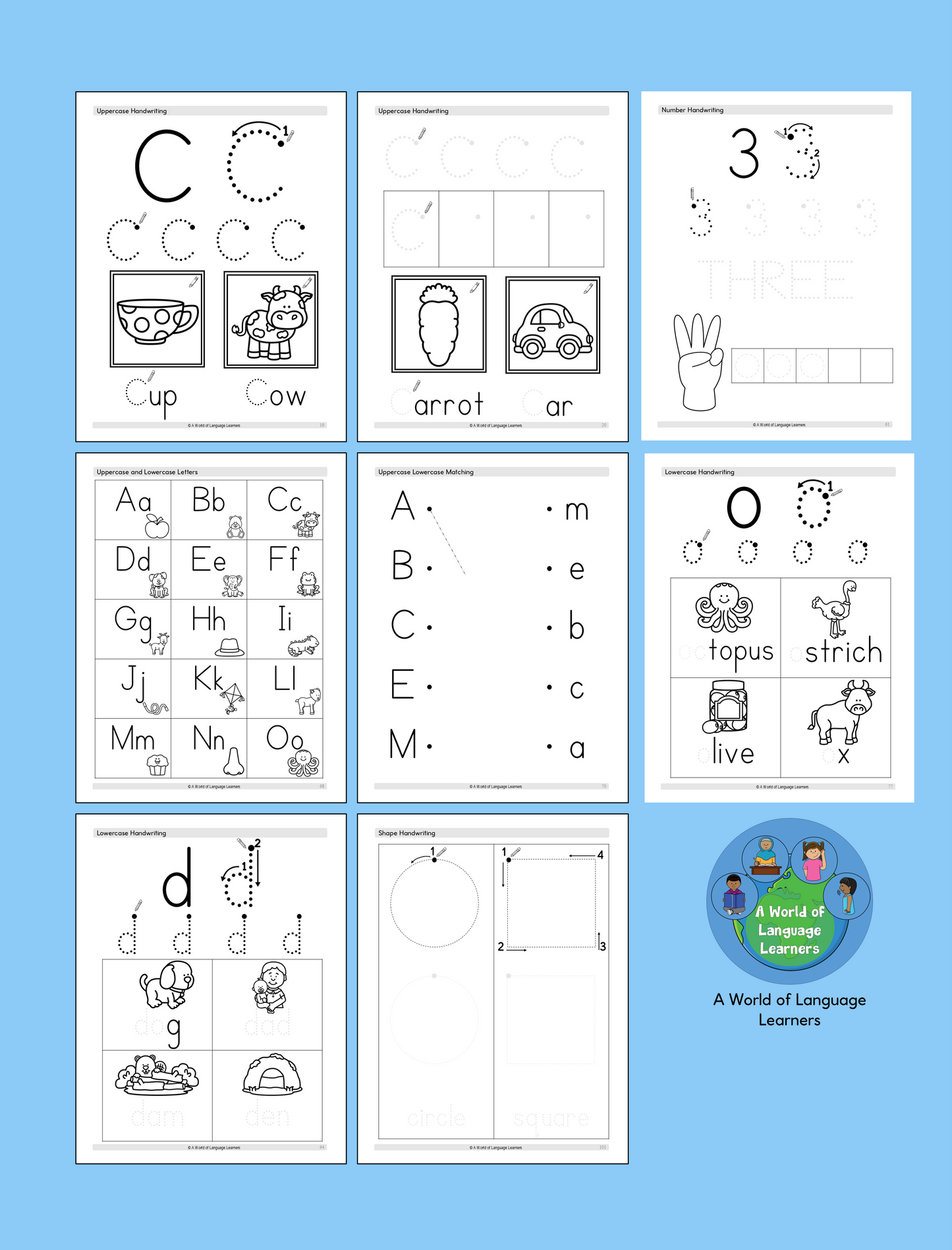 Beginning Handwriting Practice for Kids: Preschool Tracing Workbook - Instant Download