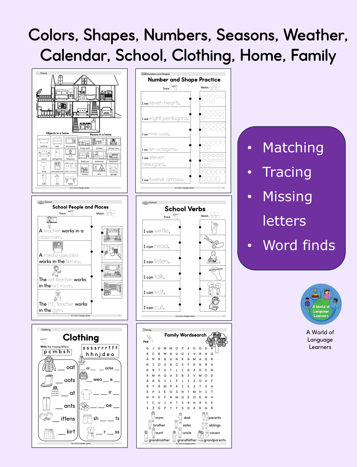 ESL Vocabulary Workbook: Newcomer Basic English - Instant Download