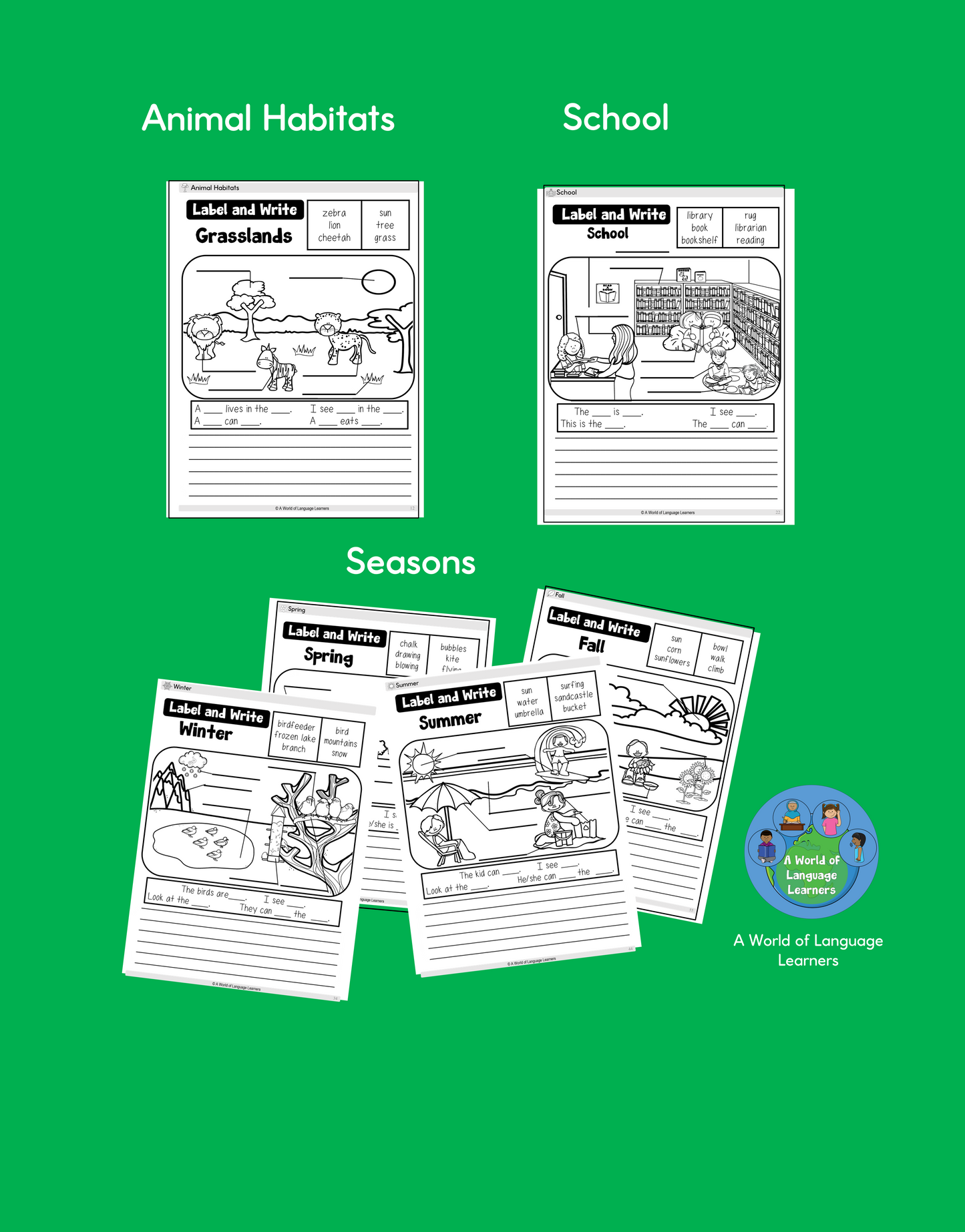Kids Writing Workbook: Label then Write - Instant Download