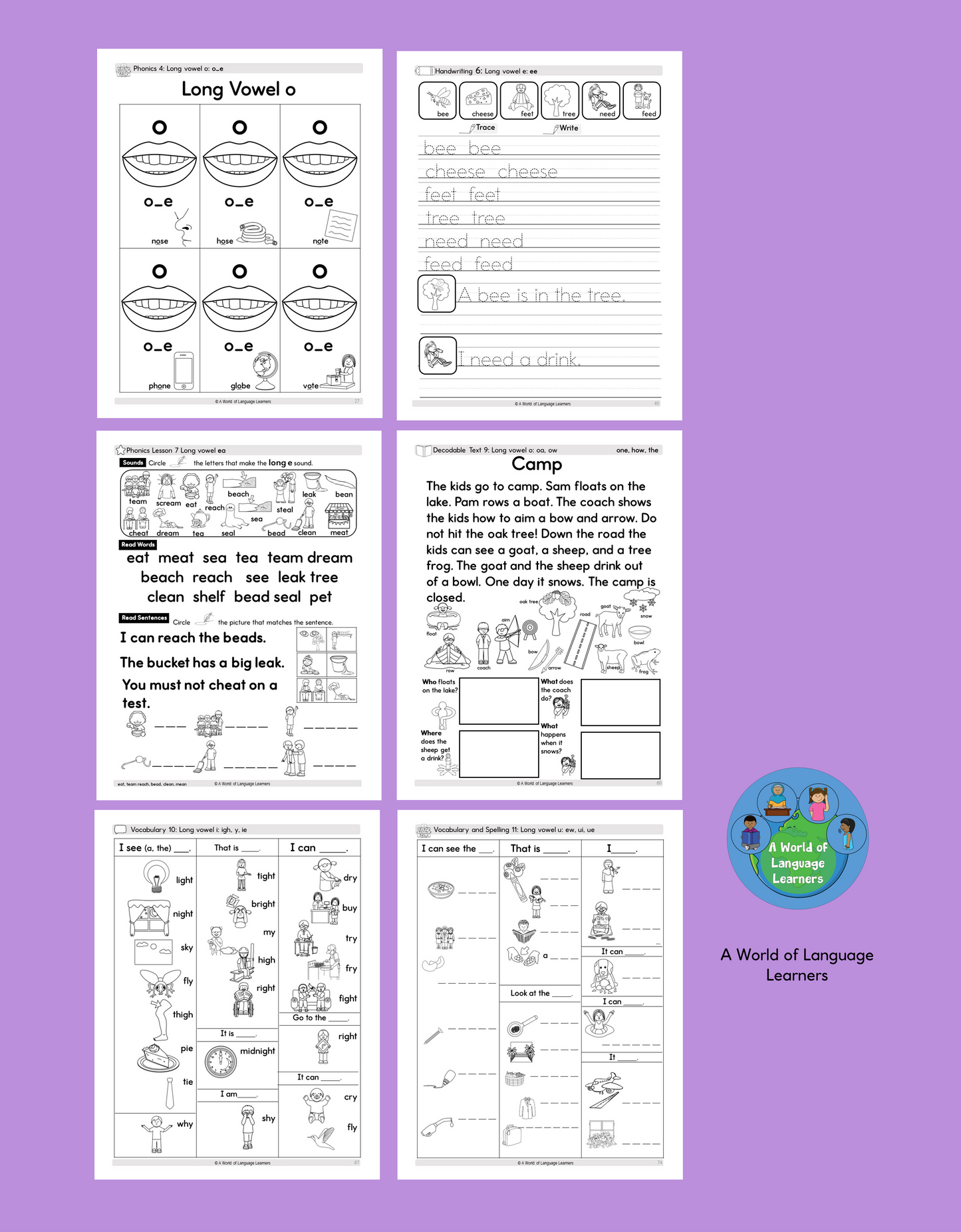 ESL Phonics Workbook: Newcomer Students | Long Vowels