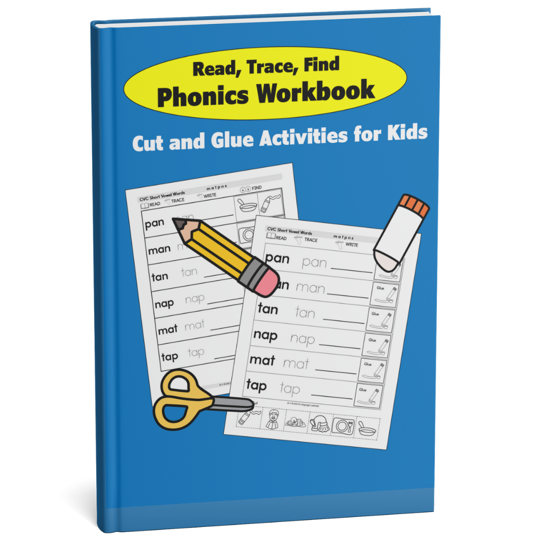 Read, Trace, Find Phonics Workbook: Cut and Glue Activities for Kids