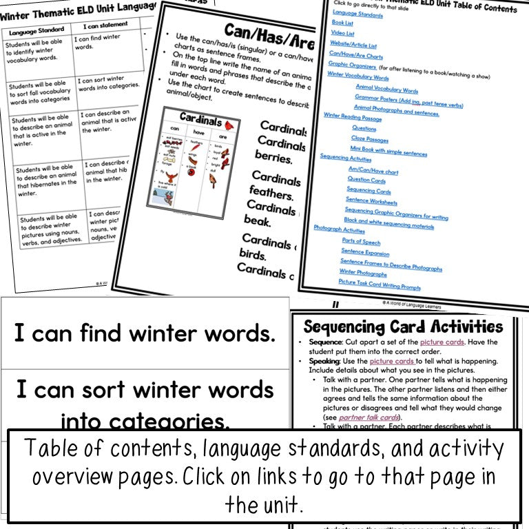 Winter Thematic ELD Unit