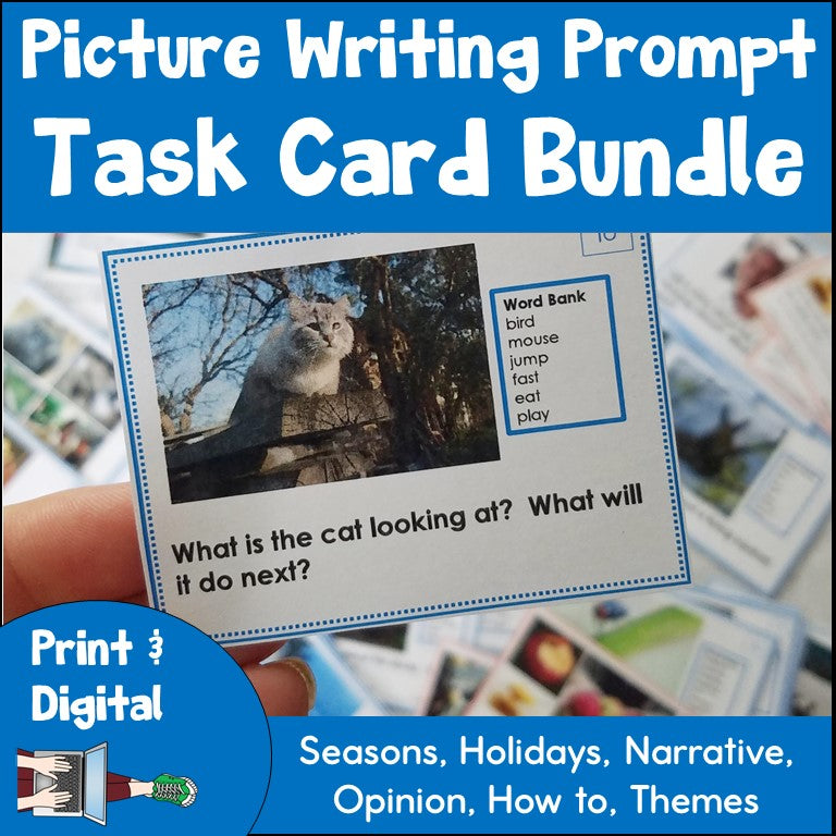 Year Long Picture Writing Prompts Task Card Bundle