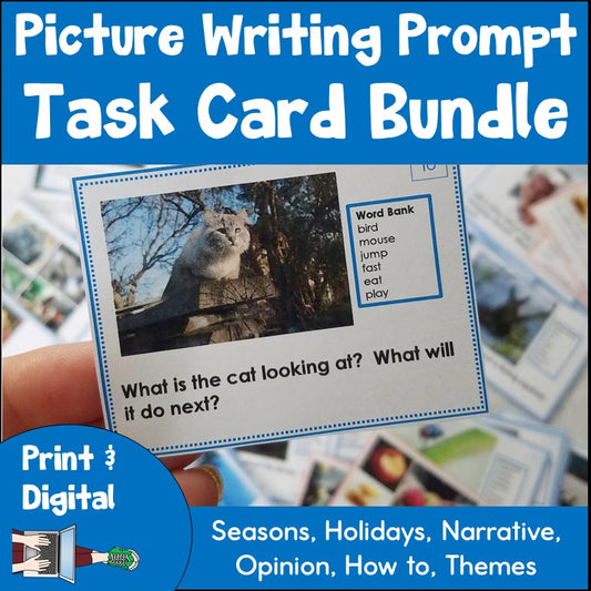 Year Long Picture Writing Prompts Task Card Bundle