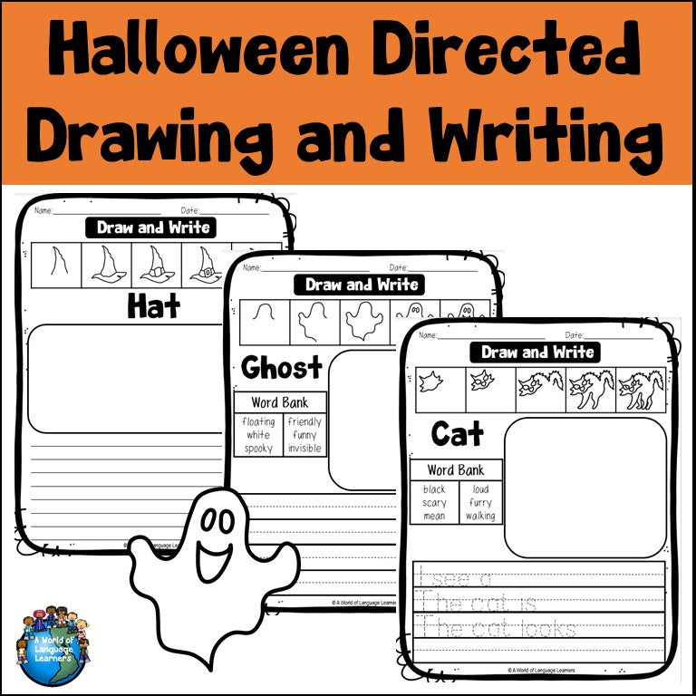 Cover of Halloween Directed Drawing and Writing worksheets for young ESL students