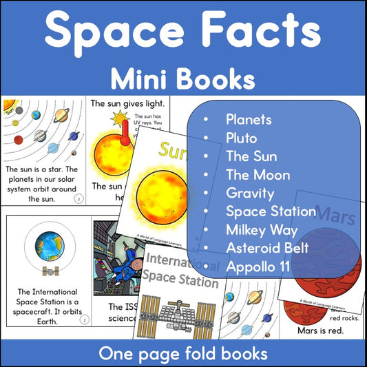 Space Facts One Page Printable Books - Learn About Solar System & Planets