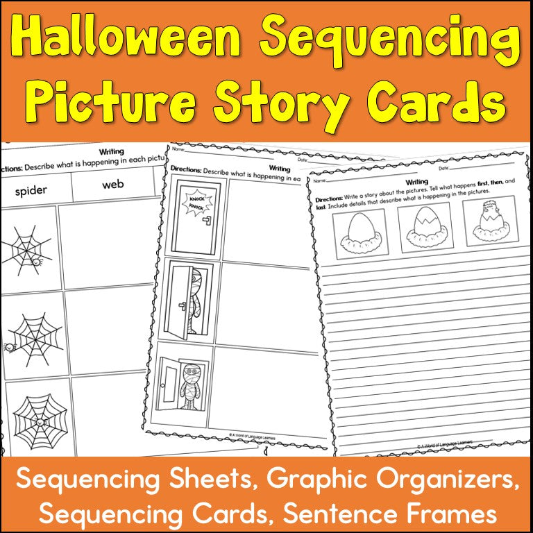 Cover of Halloween Sequencing Picture Story Cards for ESL speaking and writing