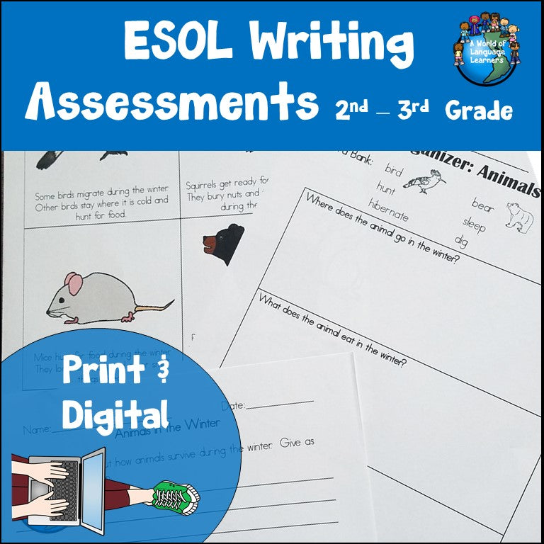 ESL Writing Assessments 2nd and 3rd Grade Print and Digital