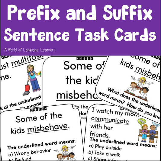Prefix and Suffix Sentence Task Cards