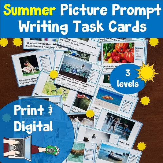 Picture Writing Prompt Task Cards Summer