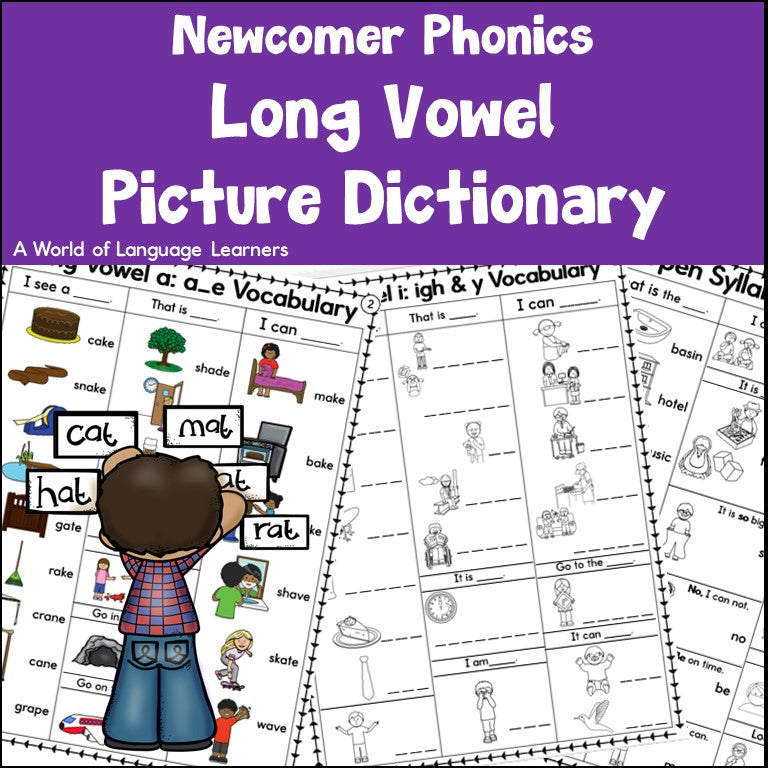 Long Vowel Phonics Picture Dictionary - Newcomer Vocabulary