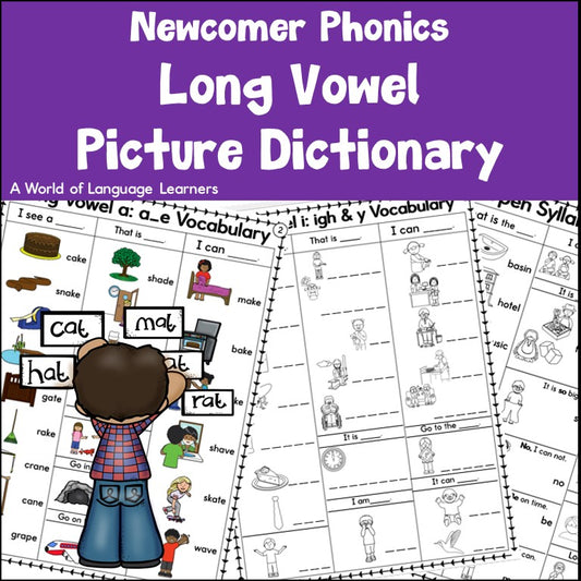Long Vowel Phonics Picture Dictionary - Newcomer Vocabulary
