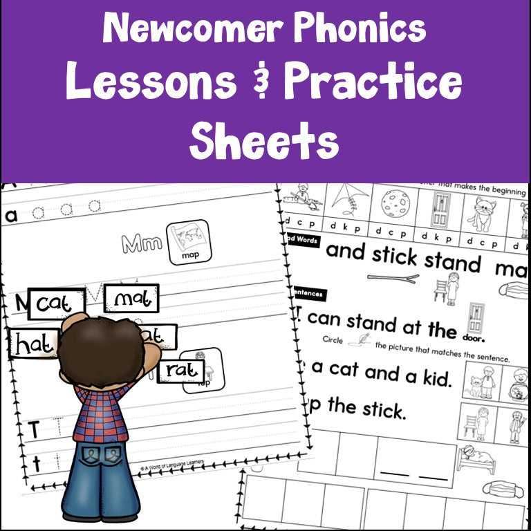 Newcomer Phonics Practice -Alphabet, Short Vowels, Digraphs