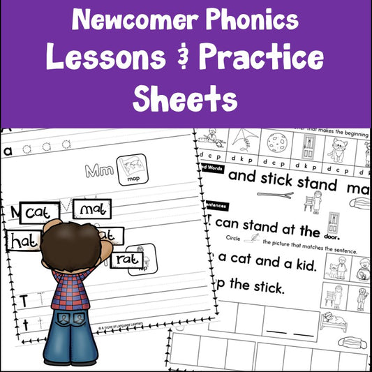 Newcomer Phonics Practice -Alphabet, Short Vowels, Digraphs