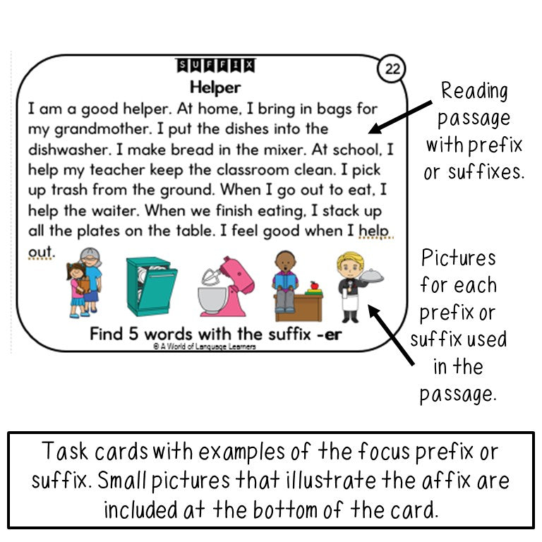 Prefix and Suffix Task Cards