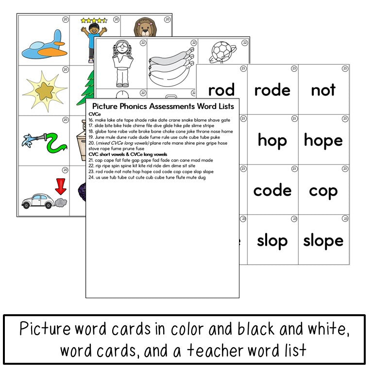 Long Vowel Picture Phonics Assessments