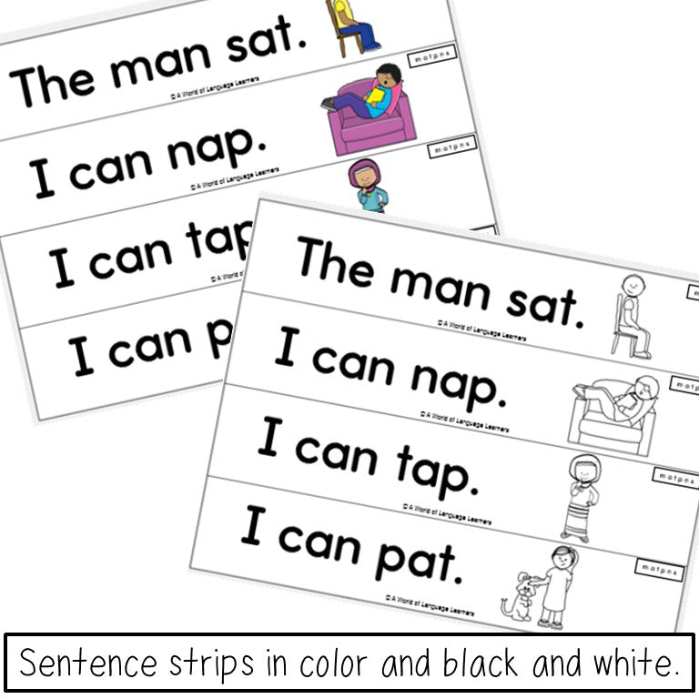 Short Vowel Sentence Strips Newcomer Phonics