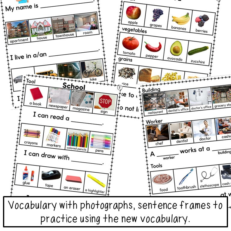 Newcomer Vocabulary Practice - ESL Speaking, Listening, Writing with Photographs