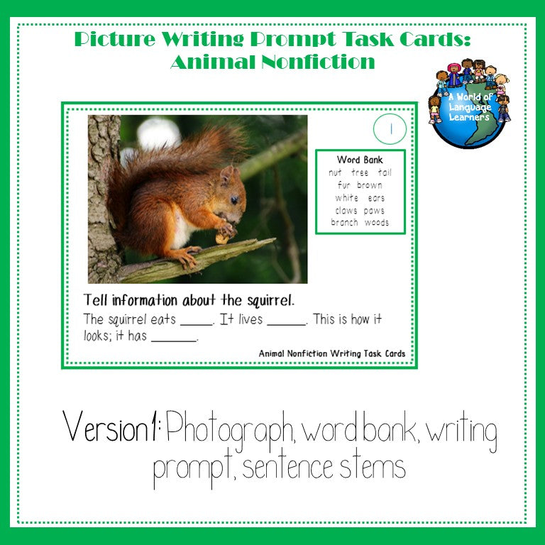 Animal Writing Prompts Task Cards