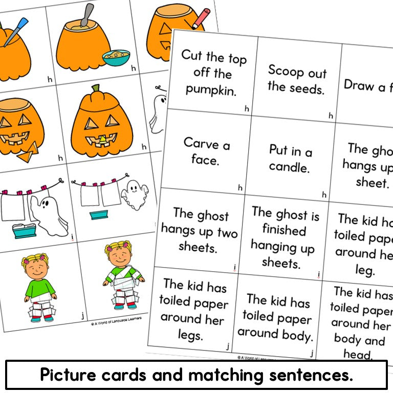 Preview of Halloween picture sequencing cards