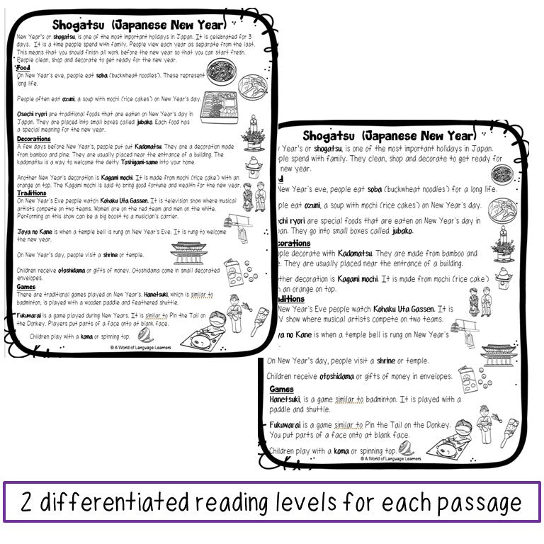 New Years Around the World Reading Passages