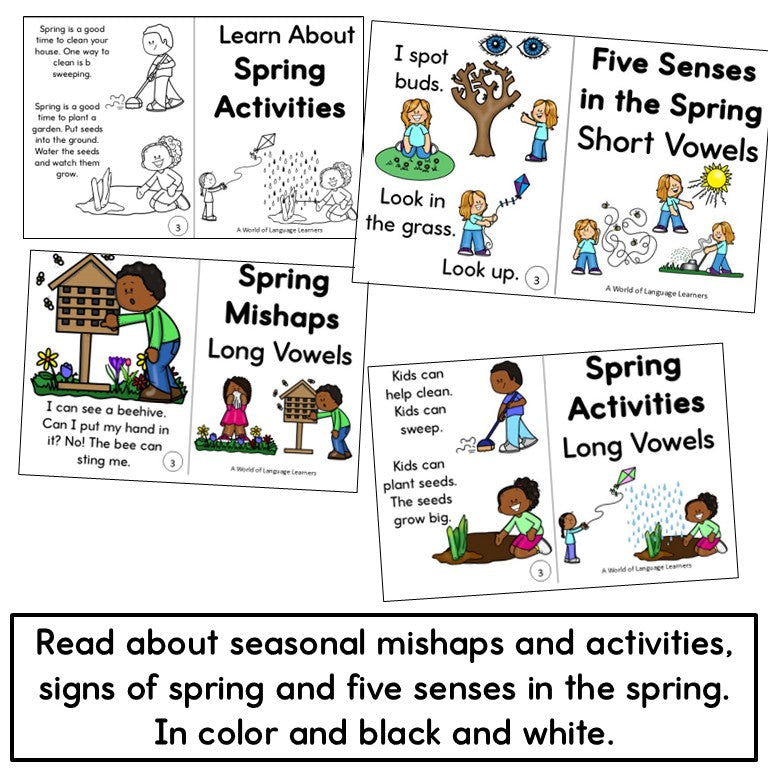 Spring Decodable Books or Passages with Writing Pages