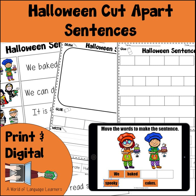 Cover of Halloween Cut Apart Sentences for ESL and beginning readers