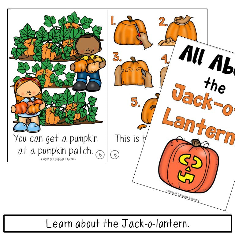 Preview pages from the Halloween jack-o-lantern book