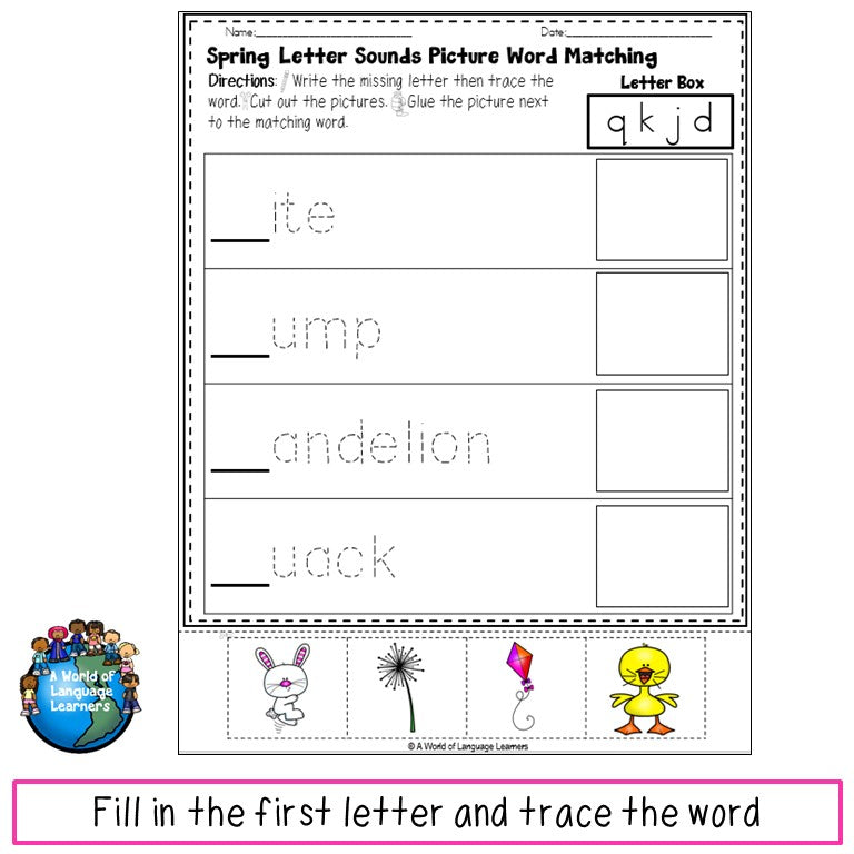 Spring Alphabet Picture Word Matching