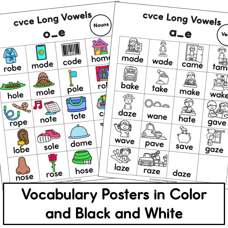 CVCe Long Vowel Phonics - Read, Trace, Find Practice Worksheets