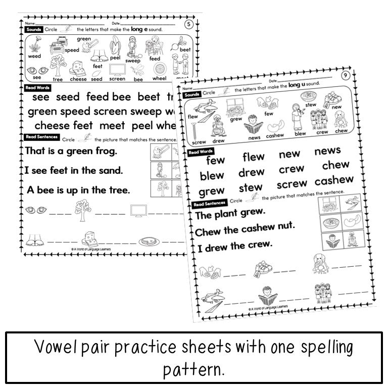 Long Vowel Newcomer Phonics Practice