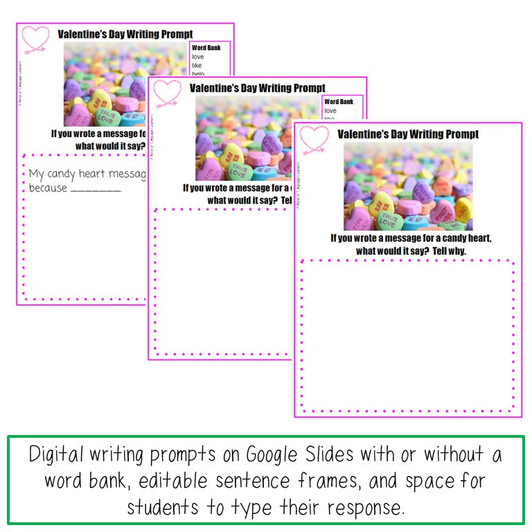 Valentine's Day Picture Writing Prompt Task Cards | Sentence Writing