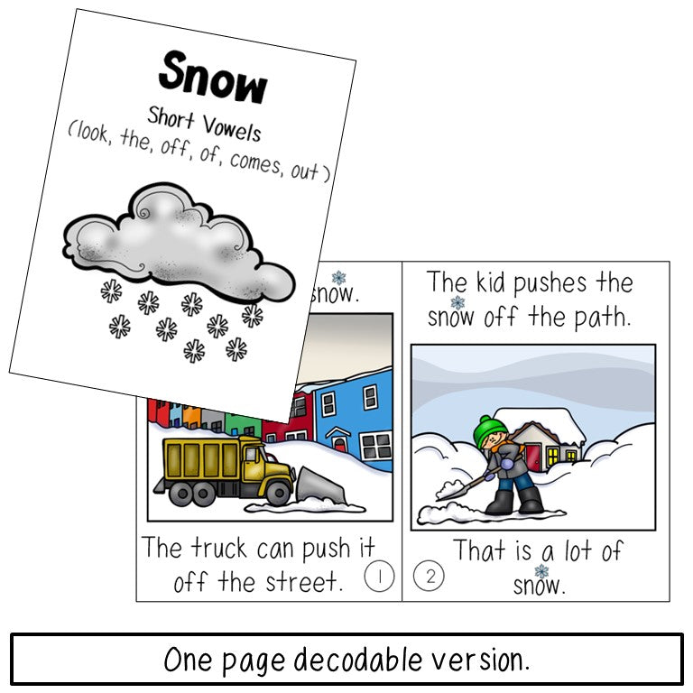 Snow Book Emergent Reader and Decodable | Print and Digital