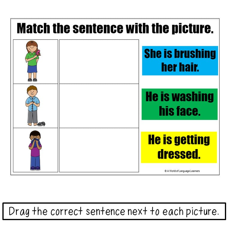Daily Routines Sentence Practice Print and Digital