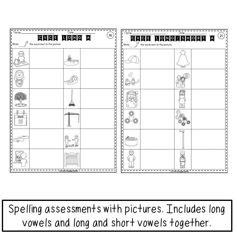 Long Vowel Picture Phonics Assessments